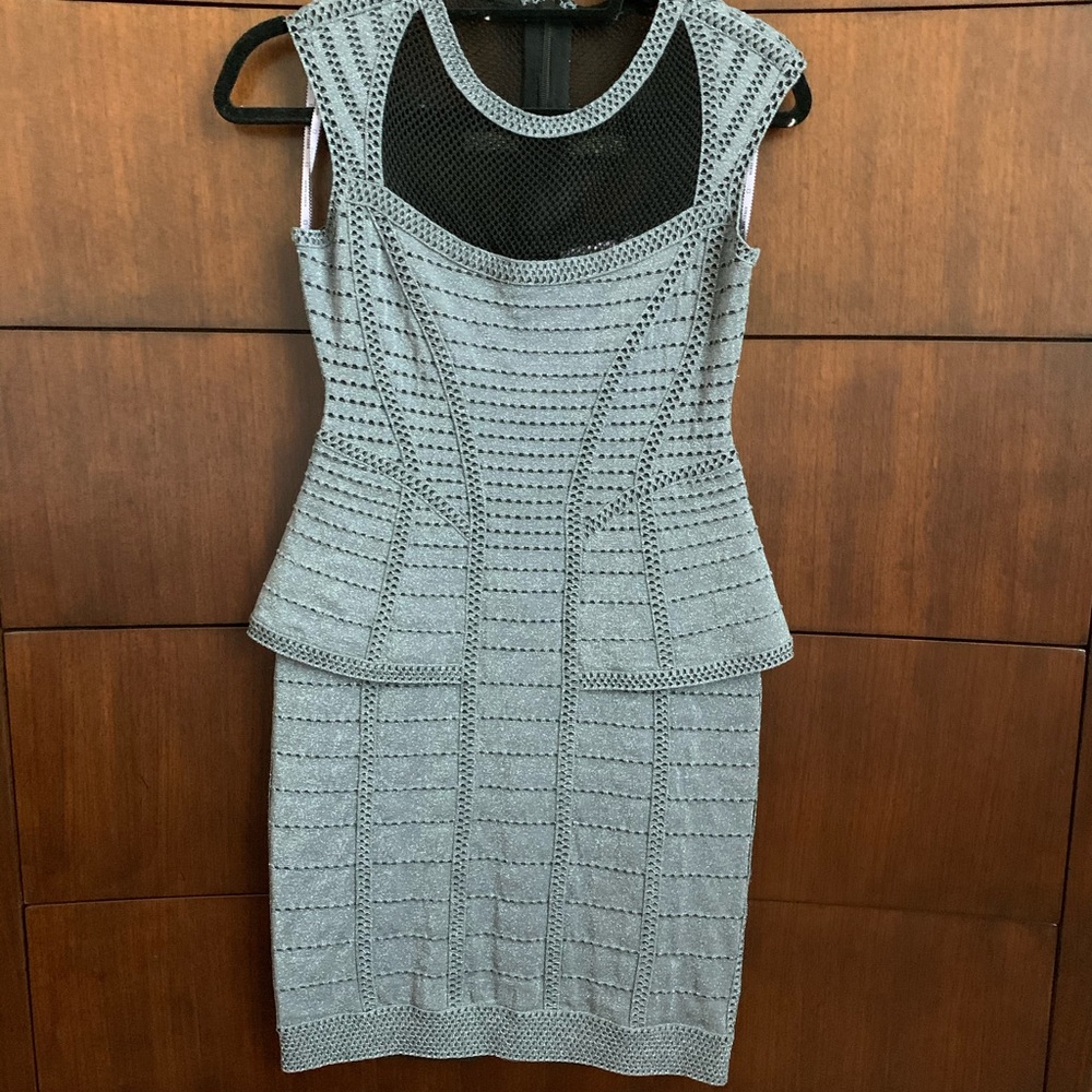 Herve Leger metal gray dress